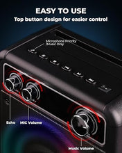 Load image into Gallery viewer, Karaoke Machine, Portable Bluetooth Karaoke Speaker with 2 Wireless Microphones, PA System for Adults Kids with LED Lights, Supports REC/FM/AUX/USB/TF for Home Party