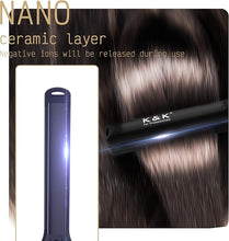 Load image into Gallery viewer, K&K Flat Iron Small Mini Tourmaline Titanium Hair Straightener 0.5 inch Plate 4D 360°Swivel LED Display for Woman Short Hair Adjustable Temperature Dual Voltage Auto Shut Off(Black)