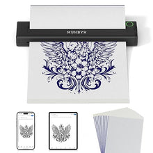 Load image into Gallery viewer, MUNBYN Tattoo Stencil Printer ITP05, Wireless Thermal Tattoo Printer with 10 Transfer Papers, Compatible with Android and iOS Phone/Tablet & PC, Tattoo Printer for Tattoo Artists & Beginners