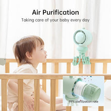 Load image into Gallery viewer, JISULIFE Stroller Fan Large, Battery Baby Crib Fan, Portable Desk Car Seat Camping Fan with 100 Speeds, Air Purify and Air Turbo Tech, Bladeless, Food-Grade Gifts for Outdoor, Treadmill, Golf - Green