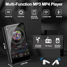 Load image into Gallery viewer, MP3 Player with Bluetooth and WiFi, 3GB RAM 32GB ROM Up to 512 GB, 4" Touch Screen, Parental Control, GMS, Android MP4 Player Compatible with Spotify, Audible, Music, FM, E-Book, Educational, Games