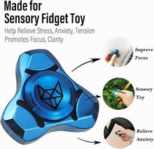 Load image into Gallery viewer, FREELOVE Metal Fidget Spinner, Stainless Steel Heavy, Long Spinning Toys, Cool Silent, Small Mini Fox Figette Spiner for Adults Men Anxiety, Quiet Bearing, Blue