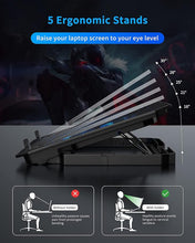 Load image into Gallery viewer, AICHESON Laptop Cooling Pad for 12-15.6 Inch, 6 Cooler Fans with Blue Lights, Laptop Cooling Stand with 2 USB Ports (Blue)