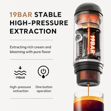 Load image into Gallery viewer, Rich Crema Portable Electric Espresso Coffee Maker, Travel Car Hiking, Fast self-heating 2 IN 1 Extraction System Espresso Machine, Support Ground Coffee and NS capsule, ME2218 (Black)