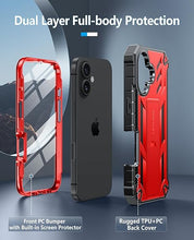 Load image into Gallery viewer, FNTCASE for iPhone 16 Phone Case: for iPhone 16 case with Kickstand Shockproof Military Grade Protective Cover - Dual Layer Full Protection Sturdy Matte Textured Drop Proof - 6.1 Inch Red