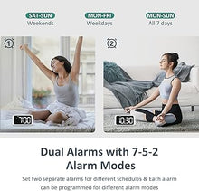 Load image into Gallery viewer, Digital Dual Alarm Clock for Bedroom, Easy to Set, 0-100% Dimmer, USB Charger, 5 Sound Adjustable Volume, Weekday/Weekend Mode, Snooze, 12/24Hr, Battery Backup, Compact Clock for Bedside(White)