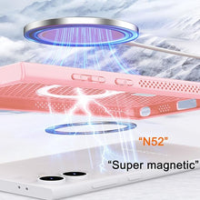 Load image into Gallery viewer, CCSmall for Apple iPhone 16 Heat Dissipation Case with Magnetic Ring, Mesh Breathable Hollow Cellular Hole Slim Phone Case Cover for iPhone 16 SR Pink
