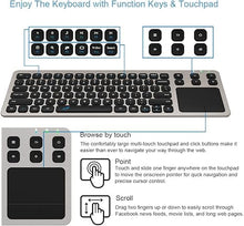 Load image into Gallery viewer, Arteck 2.4G Wireless Touch TV Keyboard with Easy Media Control and Built-In Touchpad Mouse Solid Stainless Ultra Compact Full Size Keyboard -Connected Computer, Smart TV, HTPC