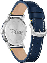 Load image into Gallery viewer, Citizen Eco-Drive Men's Disney Donald Duck Watch, Blue IP Stainless Steel on Blue Leather Strap, 3-Hand Day Date, Luminous, 44mm (Model: AW0075-06W)