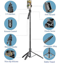 Load image into Gallery viewer, Selfie Stick for iPhone 60" Selfie Stick Tripod with Remote/Travel Tripod for iPhone/Selfie Stick with Phone Stand, Portable&Lightweight Aluminum Cell Phone Stand Small Tripod for Camera,Light,Webcam