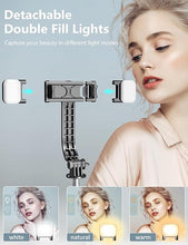 Load image into Gallery viewer, Selfie Stick Tripod with Light, 45'' Selfie Stick with Wireless Remote, Portable Phone Tripod Compatible with iPhone 15 Pro Max/15/14 Pro/14/13, Samsung S22/ S23 Ultra/Android Smartphone