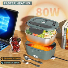 Load image into Gallery viewer, Monteka Electric Lunch Box Food Heater - Leakproof Portable Food Warmer heated lunch box for adults for Car/Home/Truck with 1.5L Removable Stainless Steel Container, 12V/24V/110V, Green