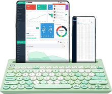Load image into Gallery viewer, HUO JI Wireless Keyboard Multi-Device, Bluetooth and 2.4G Dual Mode for iPad, Switch to 3 Devices for Cellphone, Tablet, PC, Smart TV, MacBook iOS Android Windows, Green