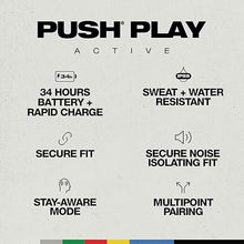 Load image into Gallery viewer, Skullcandy Push Play Active in-Ear Wireless Earbuds, 34 Hr Battery, Stay-Aware Mode, Microphone, Works with iPhone Android and Bluetooth Devices - True Black/Orange