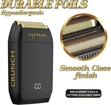 Load image into Gallery viewer, Supreme Trimmer Crunch Mens Foil Shaver STF602 | 150 Minute Run Time Men's Electric Razor | Waterproof Shaver for Short Hair or Stubble, Barber Use | Black