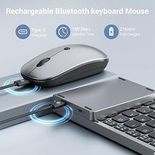 Load image into Gallery viewer, Foldable Keyboard and Mouse for Laptop, Travel Bluetooth Folding Keyboard Mouse with Portable Case, Rechargeable Keyboard for Business, 2.4G Wireless & Bluetooth, for iPad Tablets Laptop iOS Android