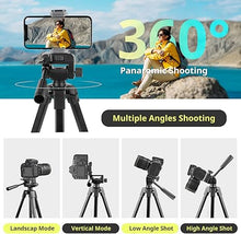 Load image into Gallery viewer, Sensyne 64" Camera Tripod Stand, Versatile Phone & iPad Tripod with Wireless Remote and 2-in-1 Phone Holder for Selfie/Video Recording/Photo/Live Stream/Vlog