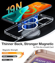 Load image into Gallery viewer, TORRAS Magnetic Slim Fit for iPhone 16 Pro Max Case with Stand, Compatible with MagSafe, Built-in Stash Stand, Ultra Thin 16 ProMax Case, Lightweight Non Yellowing Hard Back 16 Phone Case 6.9'', Clear