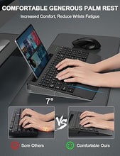 Load image into Gallery viewer, Wireless Keyboard and Mouse Combo, Ergonomic Keyboard with Wrist Rest, Phone Holder, Sleep Mode, 2.4G Lag-Free Rechargeable Compact Silent Cordless Keyboard Mouse for Windows, Mac, Laptop, PC (Black)