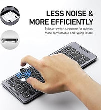 Load image into Gallery viewer, Foldable Bluetooth Keyboard with Stand Holder, Folding Keyboard Bluetooth Phone Keyboard, Rechargeable Ultra Slim Bluetooth Travel Keyboard for iOS, Android, Fit Phone Pad Tablet Laptop, B088