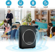 Load image into Gallery viewer, Ultra Portable Voice Amplifier Microphone and Speaker Set - Rechargeable Mini PA System with Lavalier/Headset Mic for Teachers, Classroom, Tour Guides - (Newest Model)