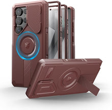 Load image into Gallery viewer, Dexnor for Samsung Galaxy S25 Ultra Case with Camera Cover & Adjustable Kickstand & Built-in Screen Protector, Magnetic Rugged Shockproof Bumper Cases Heavy-Duty Protective Cover (2025),Maroon Red