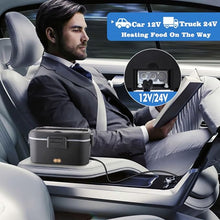 Load image into Gallery viewer, Nifogo Electric Lunch Box for Adults 80W Portable Heated Lunch Box for Men 3 in 1 Portable Food Warmer 110V/12V/24V with 1,8L Removable Stainless Steel Container & Bag(Black)