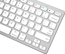 Load image into Gallery viewer, Arteck Ultra-Slim Bluetooth Keyboard Compatible with iPad 10.2-inch/iPad Air/iPad 9.7-inch/iPad Pro/iPad Mini, iPhone and Other Bluetooth Enabled Devices Including iOS, Android, Windows Silver