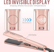 Load image into Gallery viewer, K&K 1 3/4 inch Flat Iron Hair Straightener with Electroplate Titanium Adjustable Temp High Heat 450 Degrees 30s Instant Heats up Tourmaline Ionic with PTC Technology Auto Shut Off?Pink