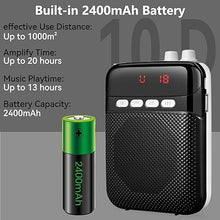 Load image into Gallery viewer, Portable Voice Amplifier for Teachers, 2400mAh Rechargeable Personal Amplifier PA System Headset for Speaking Microphone for Teachers,Tour Guides, Coaches, Classroom, Singing Yoga(Black)
