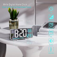 Load image into Gallery viewer, KOSUMOSU Digital LED Clocks for Bedrooms 6.7in White Alarm Clock, Dimming, 12/24h, Date, Day of Week,Temp,Desk Clock, LED Clock for Bedside, Digital Calendar Clocks for Living Room Essentials