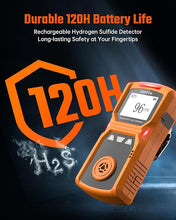Load image into Gallery viewer, Guard-611 H2S Monitor, Portable H2S Detector Features a Convenient H2S Monitor Clip on, Rechargeable with 5-Day Battery, Battery Indicator, Low Battery Warning, Safety Explosion-Proof-Orange
