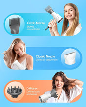 Load image into Gallery viewer, Wavytalk Hair Dryer with Diffuser and Concentrator Professional 1875 Watt Negative Ions Dryer Fast Drying Light and Quiet with Ceramic Technology Nozzle for Women Curly Hair, Matte White