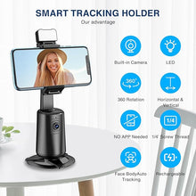 Load image into Gallery viewer, Auto Face Tracking Tripod 360° Rotating Auto Tracking Phone Stand, No App, Phone Camera Stand with Remote and Gesture Control, Rechargeable Smart Shooting Stand for Live Video Recording Tiktok?Black?