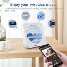 Load image into Gallery viewer, CD Player Portable Bluetooth 5.1 Desktop CD Player with HiFi Sound Speakers,Remote Control,Dust Cover,LED Display,Boombox FM Radio,USB/AUX for Home,Kids (White)