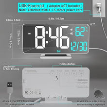 Load image into Gallery viewer, KOSUMOSU Digital LED Clocks for Bedrooms 6.7in White Alarm Clock, Dimming, 12/24h, Date, Day of Week,Temp,Desk Clock, LED Clock for Bedside, Digital Calendar Clocks for Living Room Essentials
