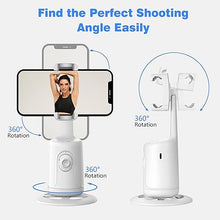 Load image into Gallery viewer, Auto Face Tracking Tripod, 360° Rotation Face Body Phone Camera Mount Smart Shooting Phone Tracking Holder with Remote,No App, Gesture Control,Smart Shooting Holder for Vlog, Streaming,Tiktok-White
