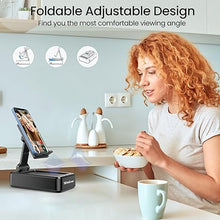 Load image into Gallery viewer, TechGlow Gifts for Men Foldable Cellphone Stand with Bluetooth Speaker Wireless Speaker with Phone Holder Birthday Gift Idea for Man Woman Cool Gadget