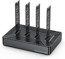 Load image into Gallery viewer, MiliPow 4-Bay M.2 NVME SATA SSD Enclosure Tool-Free, USB 3.2 Gen 2 10Gbps External Hard Drive Docking Station for M.2 NVMe PCIe (M Key, B+M Key) and SATA NGFF (B+M Key), Up to 32TB