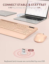 Load image into Gallery viewer, SABLUTE Wireless Keyboard and Mouse, Wrist Rest, Phone Holder, Batteries Included, 2.4G Lag-Free Ergonomic Keyboards Mouse Combo, Silent Cordless Set for Computer, Laptop, Mac, Windows, Champagne Pink