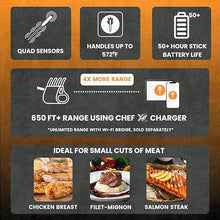 Load image into Gallery viewer, MeatStick ChefX- Wireless Meat Thermometer for Grilling and Smoking, Smart Meat Thermometer Digital Wireless 4 Sensors 650ft+ Range, Bluetooth Meat Thermometer, Wireless Meat Probe for Smoker