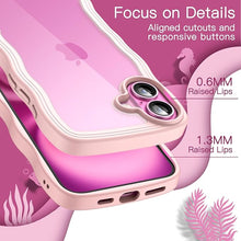 Load image into Gallery viewer, JETech Wavy Case for iPhone 16 6.1-Inch, Cute Wave Frame Curly Shape Shockproof Phone Cover for Women and Girls, Clear Hard PC Back (Light Pink)