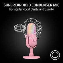 Load image into Gallery viewer, Razer Seiren V3 Chroma RGB USB Microphone: Stream & Game Reactive Lighting - Tap-to-Mute Sensor - Condenser Mic - Digital Gain Limiter & Shock Absorber - PC, Discord, OBS Studio, XSplit - Quartz Pink