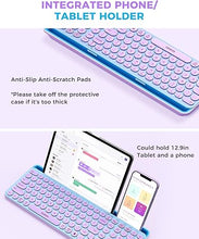 Load image into Gallery viewer, seenda Bluetooth Keyboard and Mouse for iPad, Multi-Device Bluetooth + 2.4G Wireless Keyboard Mouse with Tablet Holder for MacBook/Windows Computer, iOS/Andriod Tablet Phone, Blue & Purple