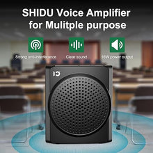 Load image into Gallery viewer, SHIDU Voice Amplifier, 16W Speaker with Microphone 1800mAh Rechargeable Mini Personal PA System Support AUX and Mute for Teachers Tour Guides Coaches Classroom Meeting