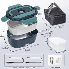 Load image into Gallery viewer, Electric Lunch Box Heated Lunch Box 80W Electric Lunch Box for Adults 12/24/110V Portable Food Warmer LunchBox with 304 Stainless Steel Container for Office/Car/Truck(1.5L)