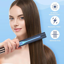 Load image into Gallery viewer, IG INGLAM Titanium Flat Iron Hair Straightener, 1 Inch Curling Iron, Infrared Negative Ionic Hair Iron Straightener 11 Adjust Temp 250°F-450°F, Shiny Hair Dual Voltage 110-240V, Gift, Prussian Blue