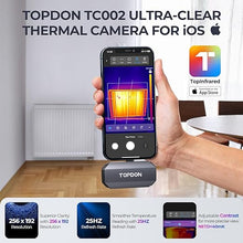 Load image into Gallery viewer, TOPDON TC002 Thermal Camera for iOS (iPhone & iPad), 256 x 192 IR High Resolution, Thermal Imager, Thermal Imaging Camera, -4°F~1022°F Temp Range, Support Video Recording, 40mk Thermal Sensitivity