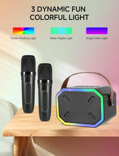 Load image into Gallery viewer, Karaoke Machine for Kids and Adults, Mini Portable Bluetooth Speaker with 2 Wireless Microphones, Led Lights for TV, Kids Gifts for Girls Boys Family Party Birthday (Black)
