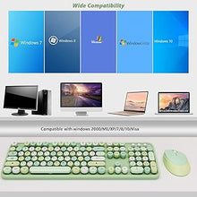 Load image into Gallery viewer, Green Wireless Keyboard and Mouse, KOOTOP Cute Green Colorful Keyboard and Mouse, 2.4G Wireless Keyboard with Retro Round Keycap for PC, Mac, Laptop,Tablet,Computer Windows (Green)